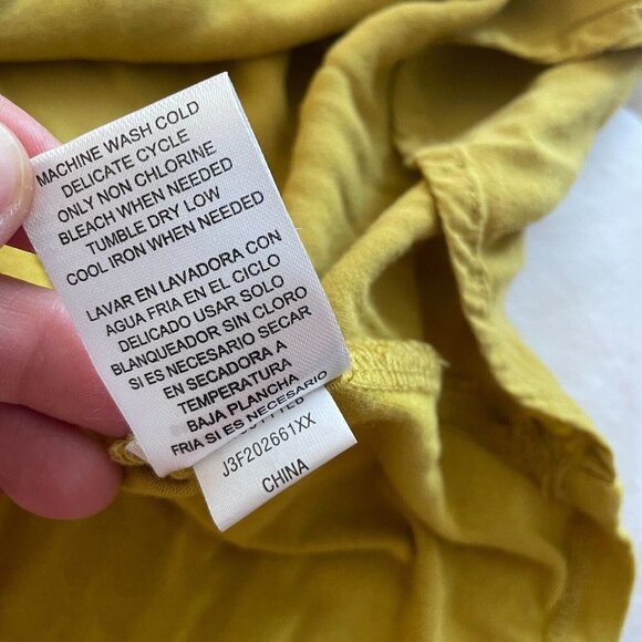 Joseph A Blouse Women Sz 1X Yellow Boho Chic Collar Roll Tab Dressy Smart Casual - Picture 7 of 10